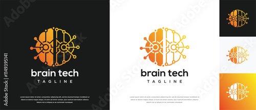 Smart brain technology logo design. Technology human brain logo template. Technology logo symbol icon