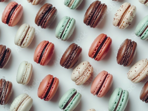 Wallpaper Mural A colorful arrangement of macarons in various flavors and colors on a white background. Torontodigital.ca