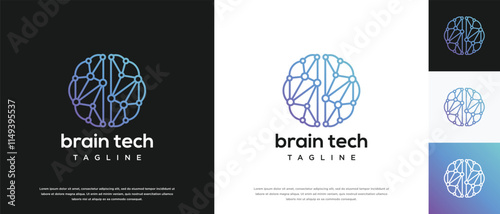 Smart brain technology logo design. Technology human brain logo template. Technology logo symbol icon