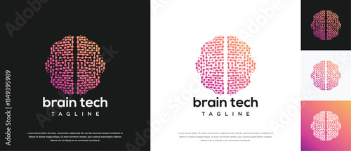 Smart brain technology logo design. Technology human brain logo template. Technology logo symbol icon