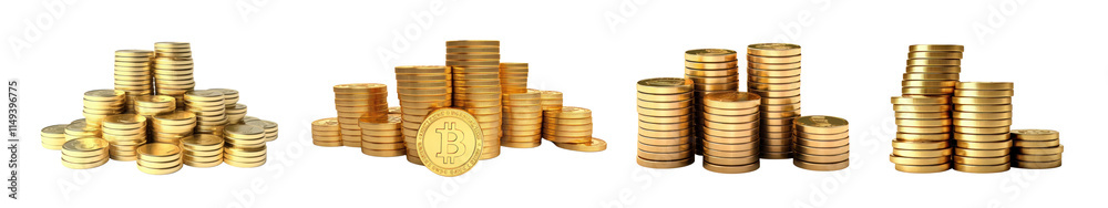 Stacked coins png cut out element set, transparent background Stacked coins png cut out element set, transparent background