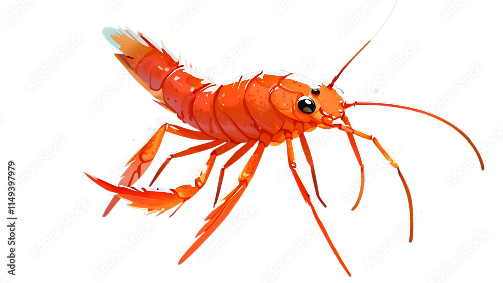 custom made wallpaper toronto digitalWatercolor vector of a cartoon crayfish, isolated on a white background, crayfish animation