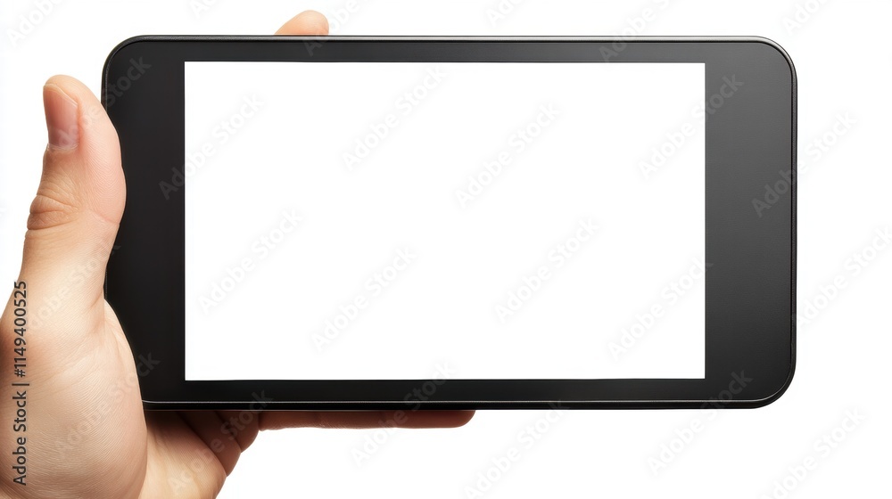 Hand Holding Tablet with Blank White Screen Hand Holding Tablet with Blank White Screen