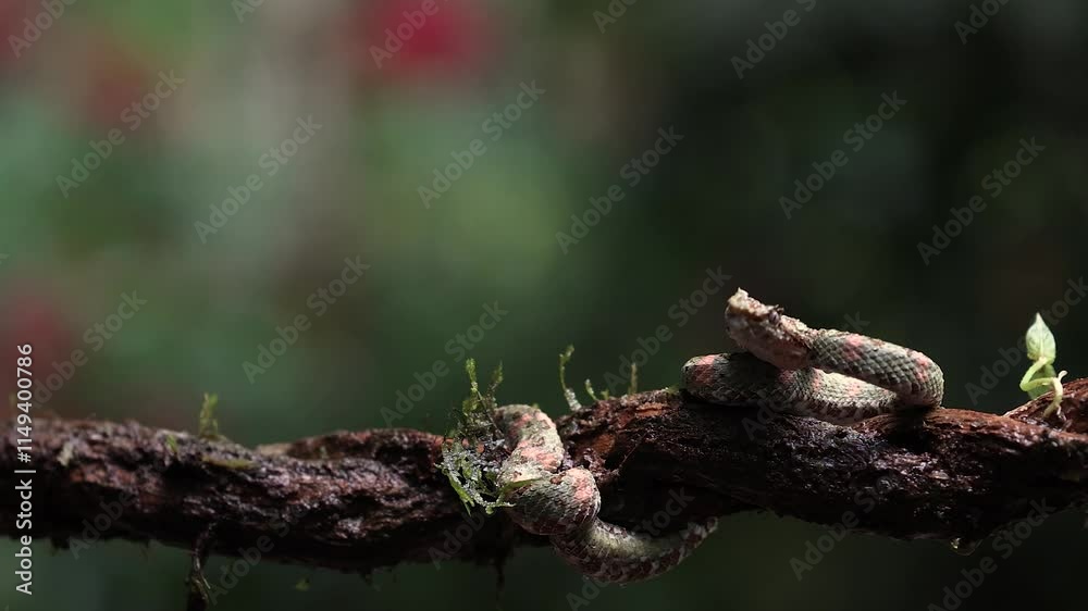 An eyelash viper striking in Costa Rica An eyelash viper striking in Costa Rica