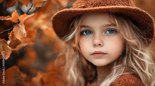 Adorable Little Girl in Autumn: A Captivating Portrait photo