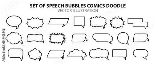 usual set speech bubbles comics doodle set elements vector illustration