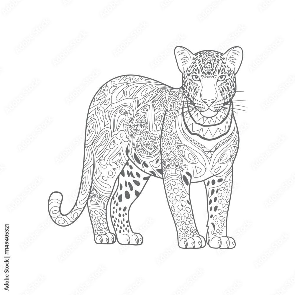 Fototapeta premium Tiger Coloring vector for adults