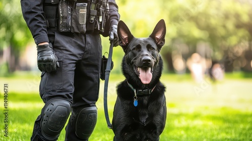 Police dog and officer, a symbol of security, service, partnership in law enforcement
