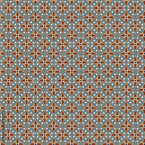 Javanese batik seamless patern with brown colorway. - Various Indonesian batik motifs. Batik Kawung. Seamless Javanese batik pattern with typical Indonesian colors, Indonesian batik motif. Kawung bati photo