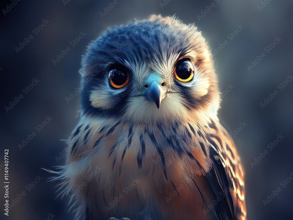 Close-up of a cute juvenile hawk. Close-up of a cute juvenile hawk.