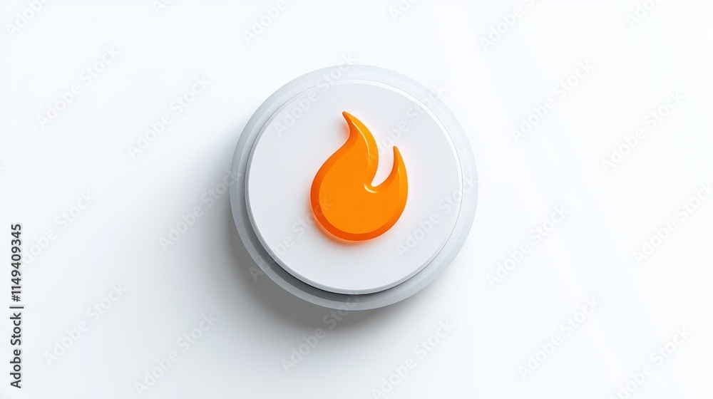 Fiery button, a vibrant orange flame icon for websites and apps, igniting designs with passion Fiery button, a vibrant orange flame icon for websites and apps, igniting designs with passion