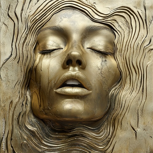 Golden Woman: A Sculpted Portrait of Beauty and Serenity photo