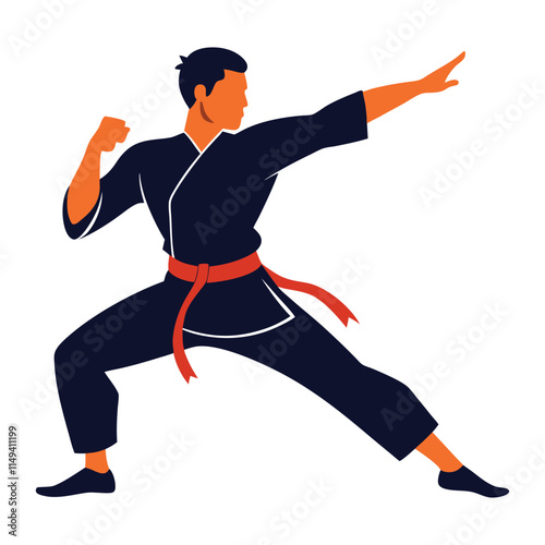 man practicing martial arts vector silhouette photo