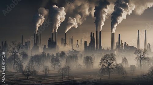 Industrial plants release pollutants into the atmosphere. photo