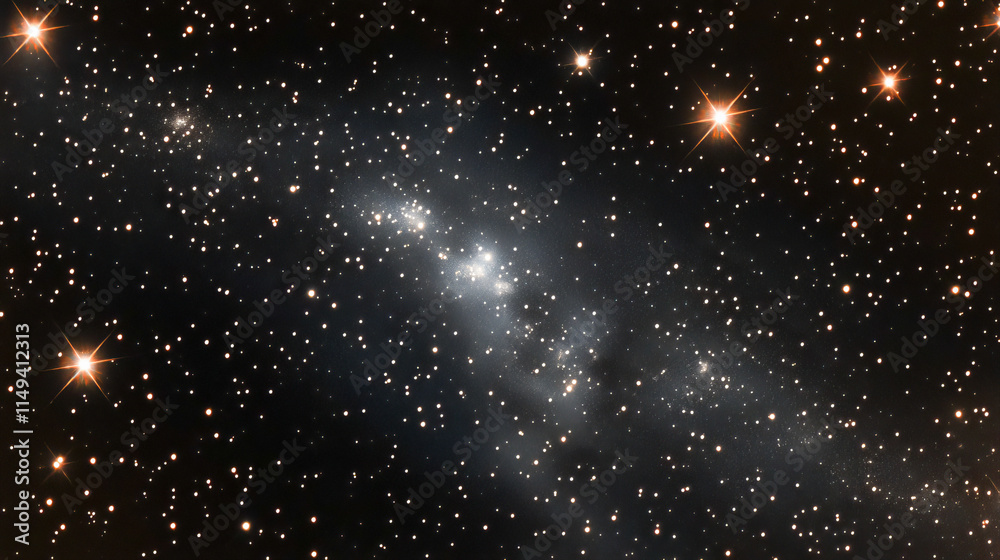 Starry galaxy scene in deep space with bright distant stars Starry galaxy scene in deep space with bright distant stars