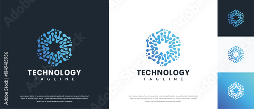Molecule technology logo design. Technology connection logo template. Technology logo symbol icon