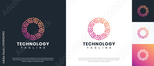 Molecule technology logo design. Technology connection logo template. Technology logo symbol icon photo