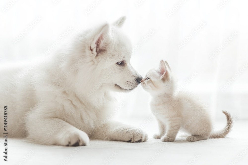 Puppy and kitten nose to nose. (1) Puppy and kitten nose to nose. (1)