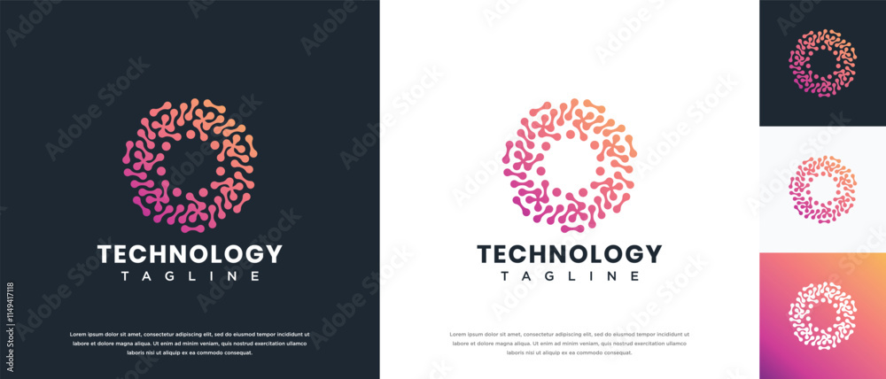 Molecule technology logo design. Technology connection logo template. Technology logo symbol icon Molecule technology logo design. Technology connection logo template. Technology logo symbol icon