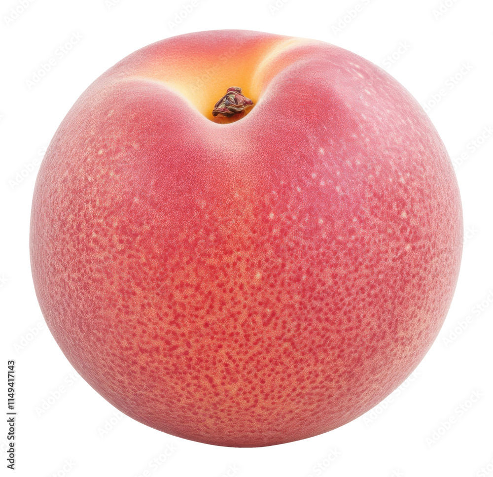Fototapeta premium Ripe peach close-up on white background, healthy food and summer fruit concept