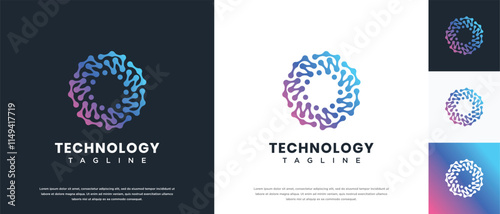 Molecule technology logo design. Technology connection logo template. Technology logo symbol icon