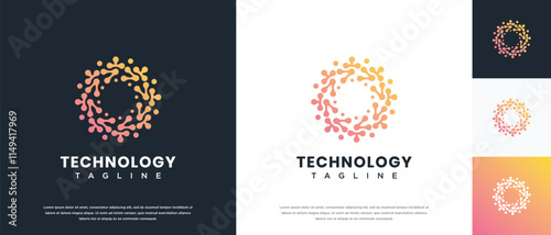 Molecule technology logo design. Technology connection logo template. Technology logo symbol icon