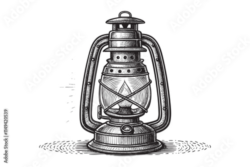 retro lantern engraving vector illustration