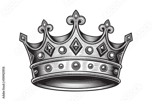 luxury royal king crown engraving vector illustration