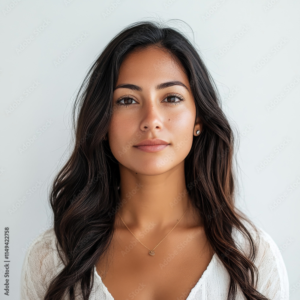 Portrait of a Confident Latina Woman with Long Dark Hair Portrait of a Confident Latina Woman with Long Dark Hair
