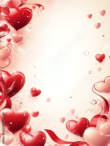 Elegant Heart themed Presentation Design with Ribbons and Floral Elements