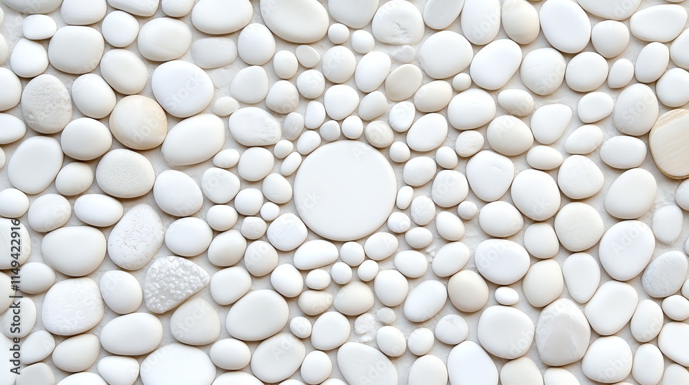 Smooth white stones arranged in a Zeninspired circle, calm and balance Smooth white stones arranged in a Zeninspired circle, calm and balance