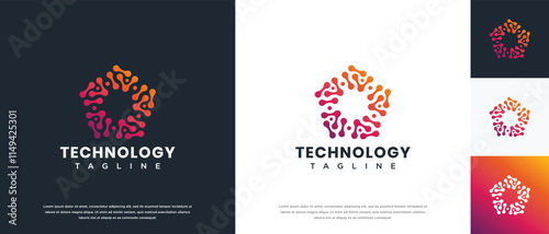 Molecule technology logo design. Technology connection logo template. Technology logo symbol icon