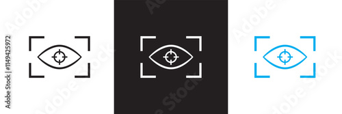 Eye scanner icon or symbol.  Vector illustration. isolated on white and black background. EPS 10

