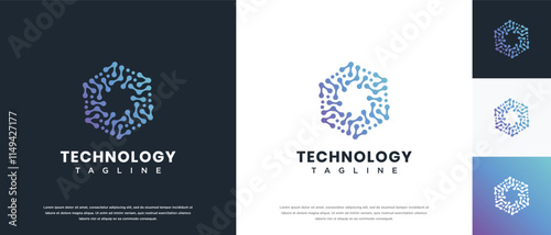 Molecule technology logo design. Technology connection logo template. Technology logo symbol icon