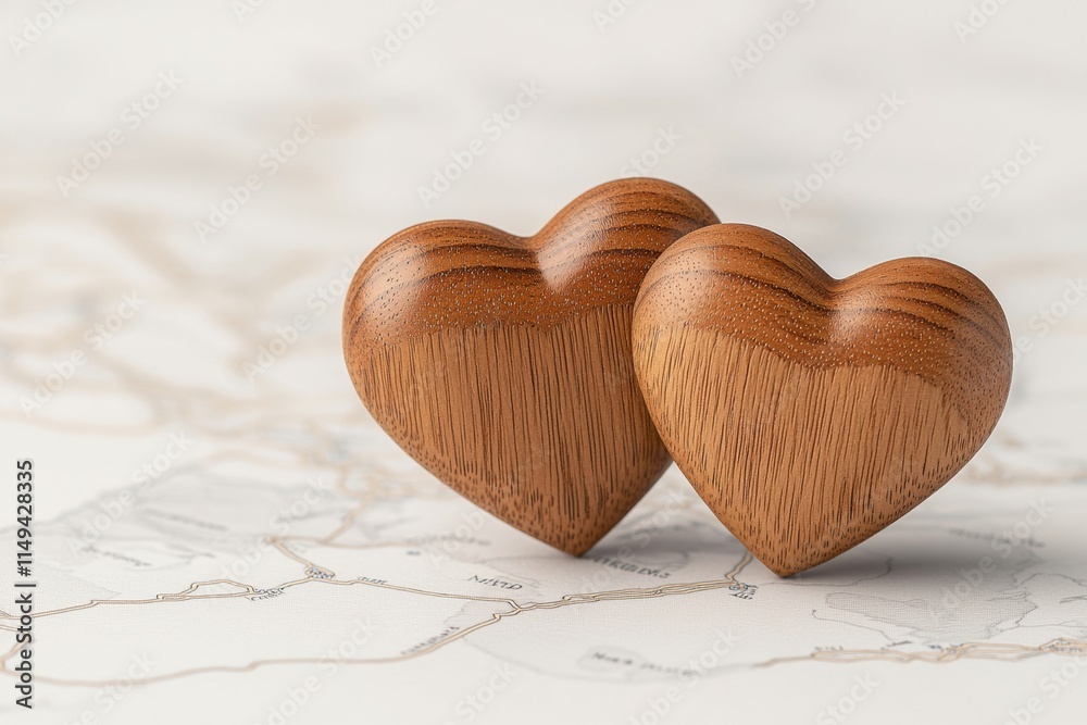 Two wooden heart-shaped decorations resting on a light-colored surface, symbolizing love and connection. Two wooden heart-shaped decorations resting on a light-colored surface, symbolizing love and connection.