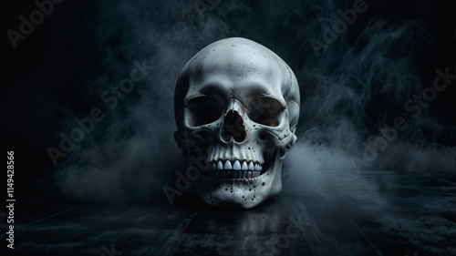 Halloween Skull on Dark Background