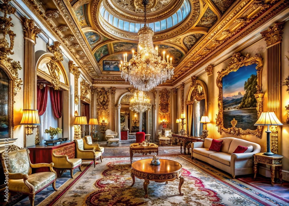 Obraz premium Opulent London Palace Interior: Grand Room with Copy Space for Text