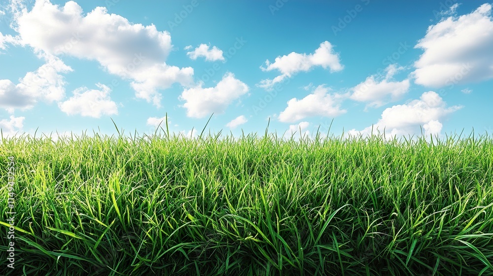 Vibrant Green Grass Field Under a Sunny Sky Vibrant Green Grass Field Under a Sunny Sky