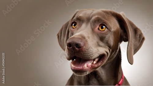 Happy Brown Weimaraner Puppy Portrait