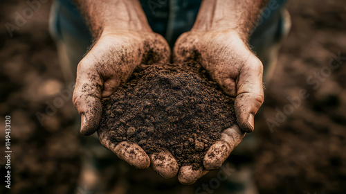 Wallpaper Mural Close-up of male hands holding rich soil in a natural setting Torontodigital.ca