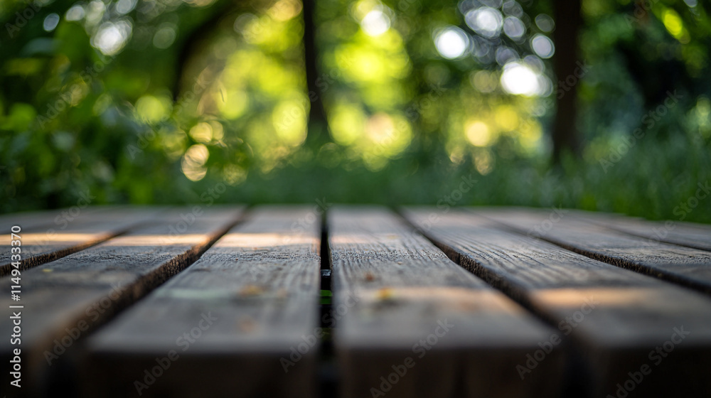 Wooden planks of a pathway surrounded by greenery in a peaceful outdoor setting. Wooden planks of a pathway surrounded by greenery in a peaceful outdoor setting.