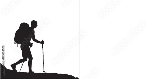 Hiking man Silhouettes. hiker with rucksacks and backpack silhouette.