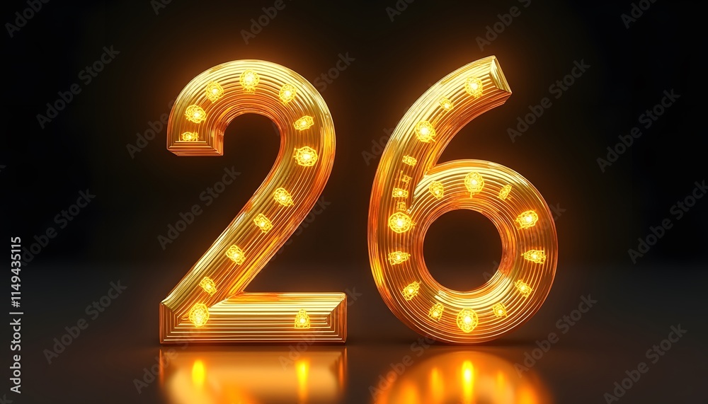 Golden Number Twenty-Six with Lights Golden Number Twenty-Six with Lights