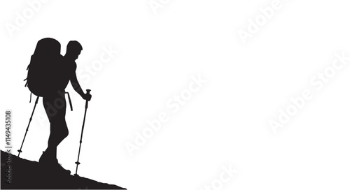 Hiking man Silhouettes. hiker with rucksacks and backpack silhouette.