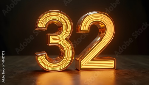 Glowing Neon Number Thirty-Two photo