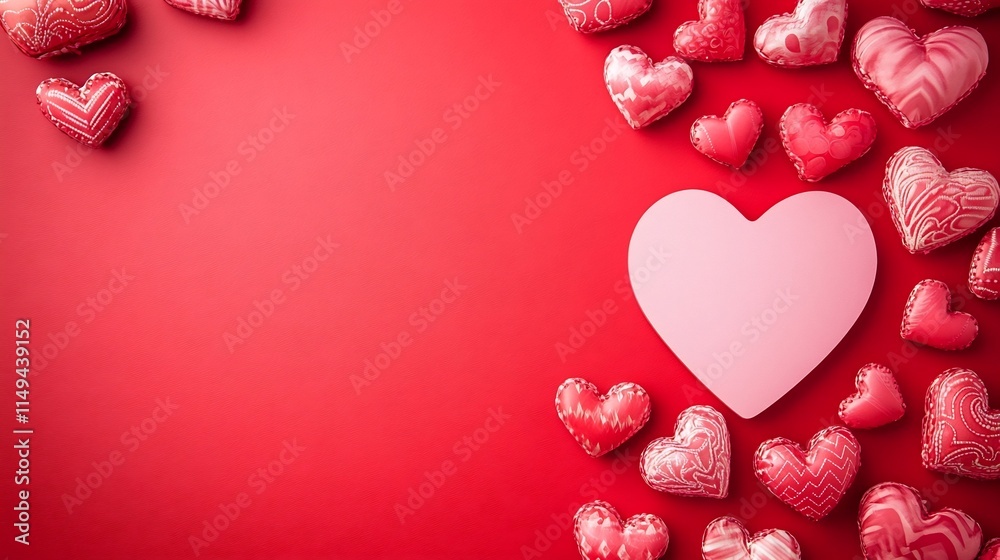 Elegant Red and Pink Abstract Background with Hearts and Copy Space Elegant Red and Pink Abstract Background with Hearts and Copy Space