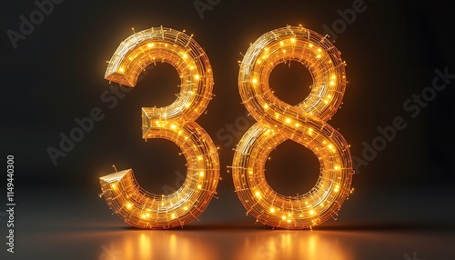 Glowing Number 38: Illuminated Festive Digit