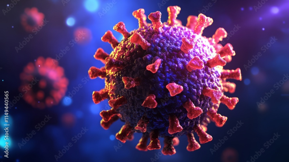 Fototapeta premium Scientist meticulously examining virus sample under microscope, emphasizing dedication and precision in medical research