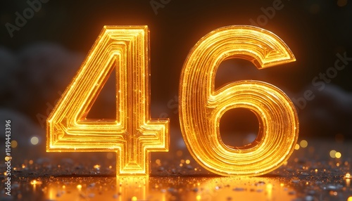 Glowing Number 46: A Festive Digital Artwork photo