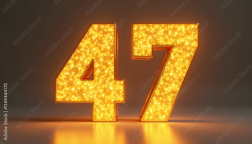 Obraz premium Glowing Golden Number 47: A Sparkling Celebration